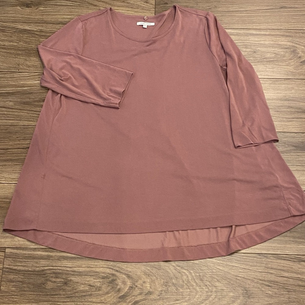 John Mark Tunic Top Womens Purple 3/4 Sleeve Pullover Size XL Lagenlook